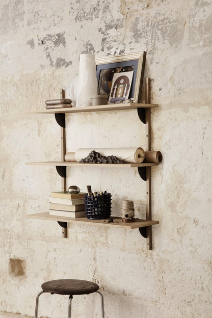 Ferm Living Sector Shelf Triple Wide Oak/ Brass