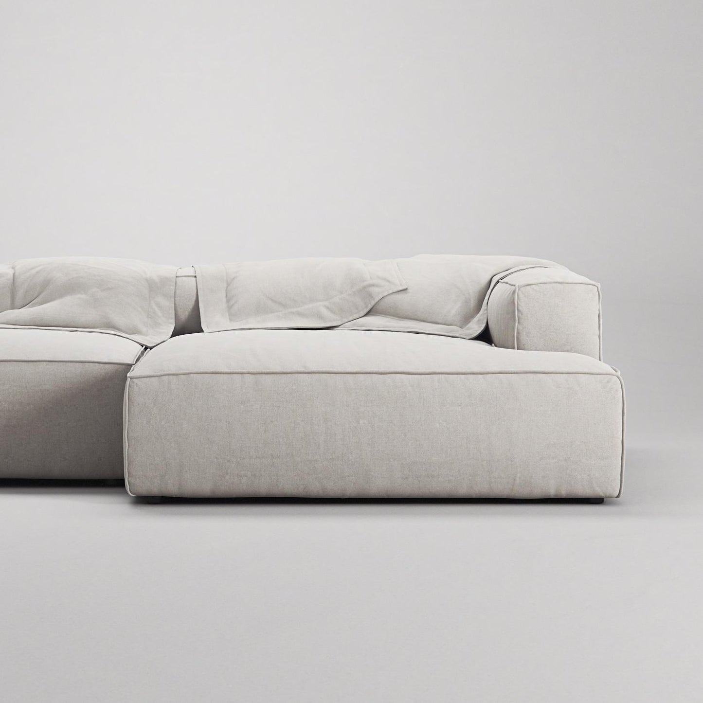 Decotique Grand 3-Seater Sofa Chaise Longue Right Moonwhite