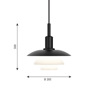 Ph 3/3 Pendant Lamp by Louis Poulsen #Metal black / opal glass