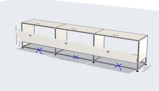 3x2 Module (3 doors / without front bar & back panel) [W(750+750+750)XD350XH(100+350)]