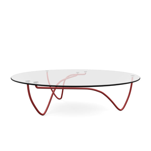 RYTHME - Low oval tempered glass coffee table.
