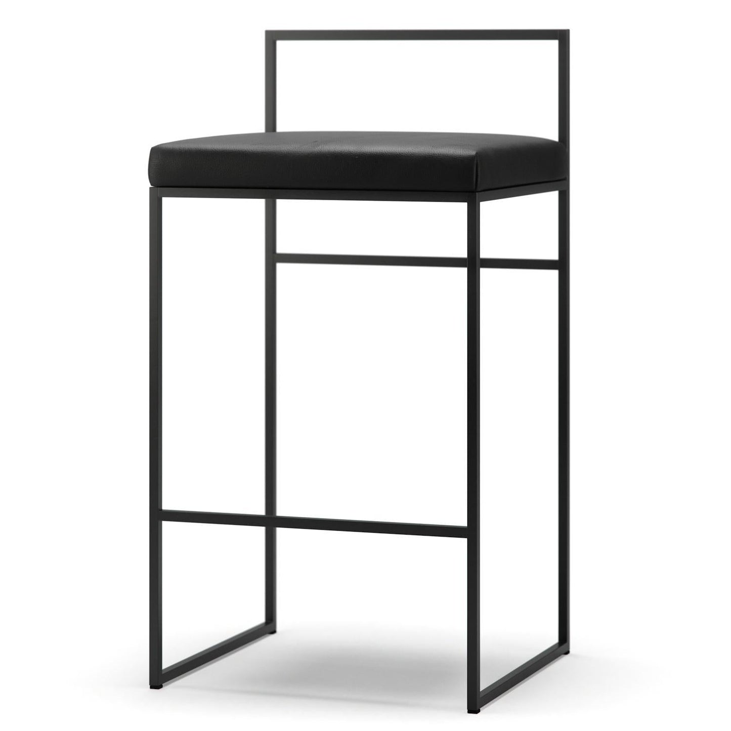 Department Bar Stool with Backrest 80 cm Black/Black Leather