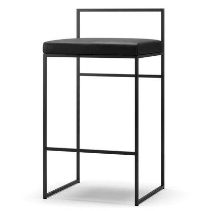 Department Bar Stool with Backrest 80 cm Black/Black Leather