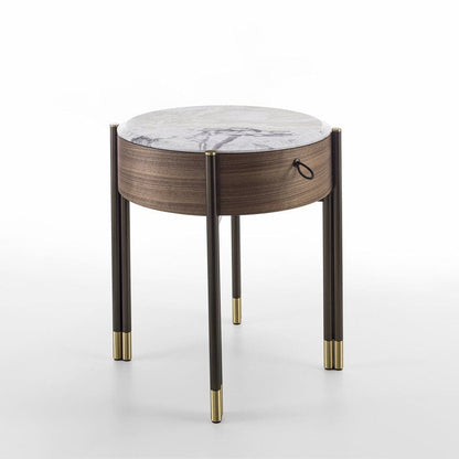 BAYUS TONDO 44 - Round walnut bedside table.