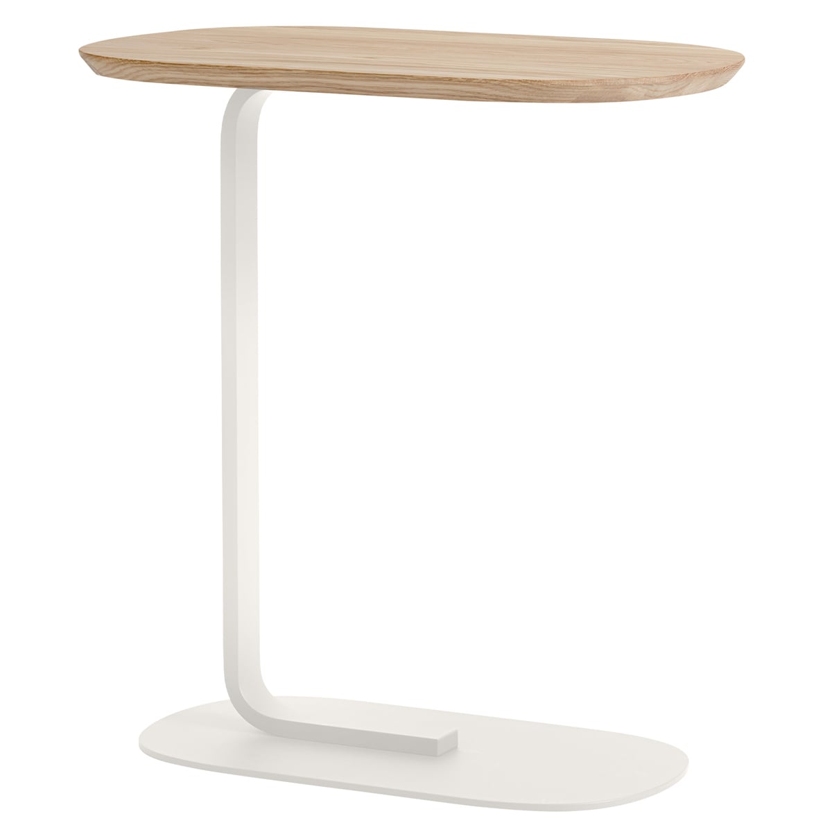 Relate side table, h. 60,5 cm, solid oak - off white