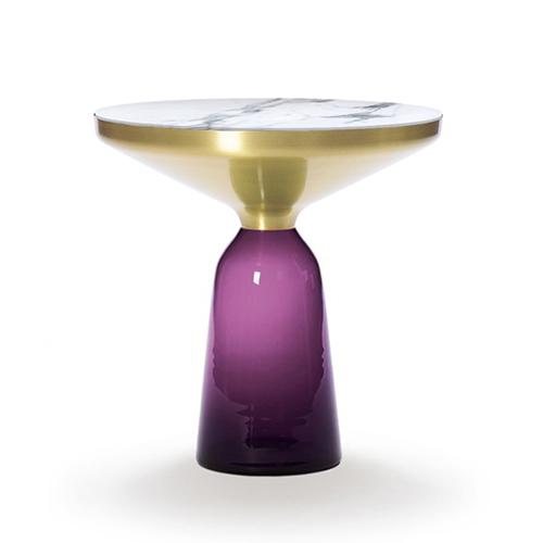BELL SIDE TABLE BRASS - Round brass and glass side table.