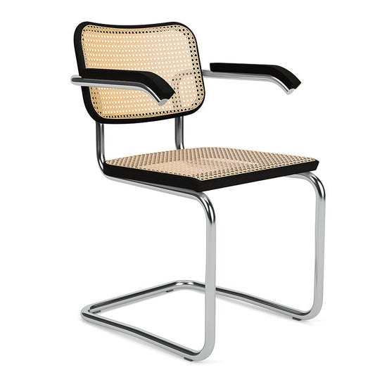 Ceska - Cantilever Vienna Straw Chair with Armrest.