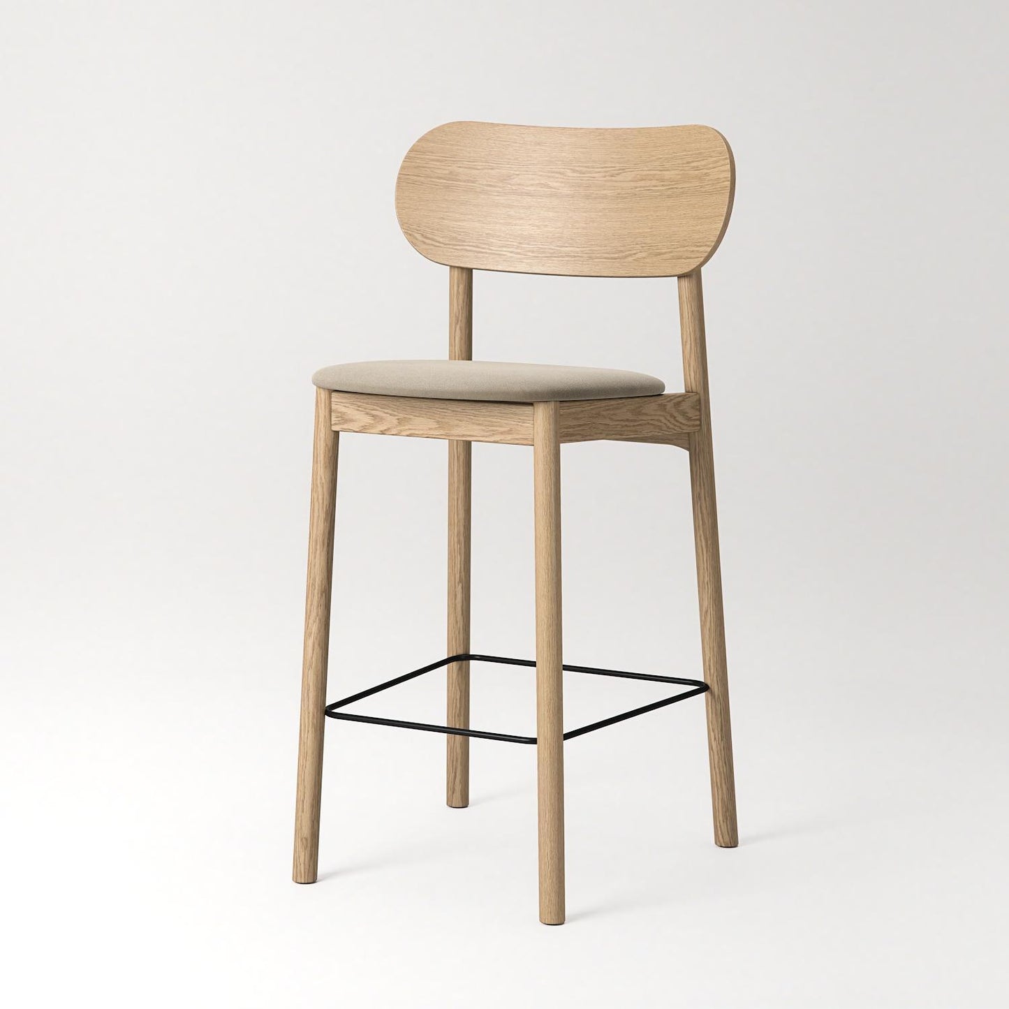 Decotique Elephant Bar Stool Natural Oak/Beige Velvet