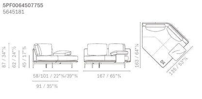 GET BACK - Sectional leather and fabric sofa - composition 1.