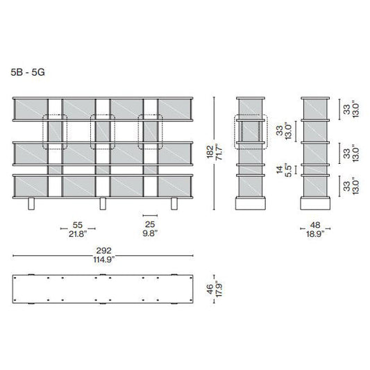 Noage Type MX Freestanding (Model - 292x48xH184).