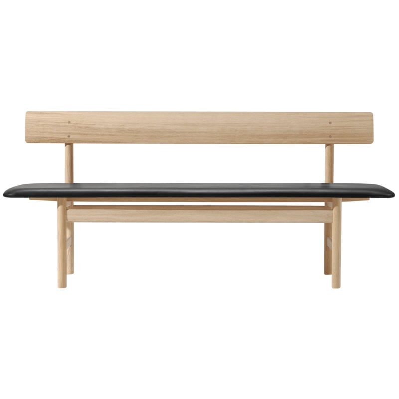 Mogensen 3171 bench by Fredericia #soaped oak - black leather #