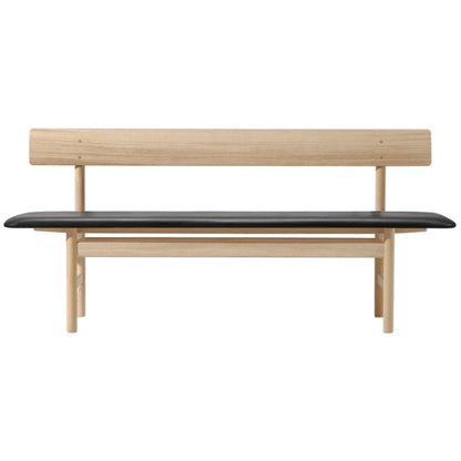 Mogensen 3171 bench by Fredericia #soaped oak - black leather #