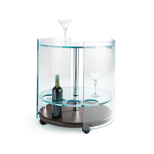6000 TROLLEY - Round glass coffee table with castors