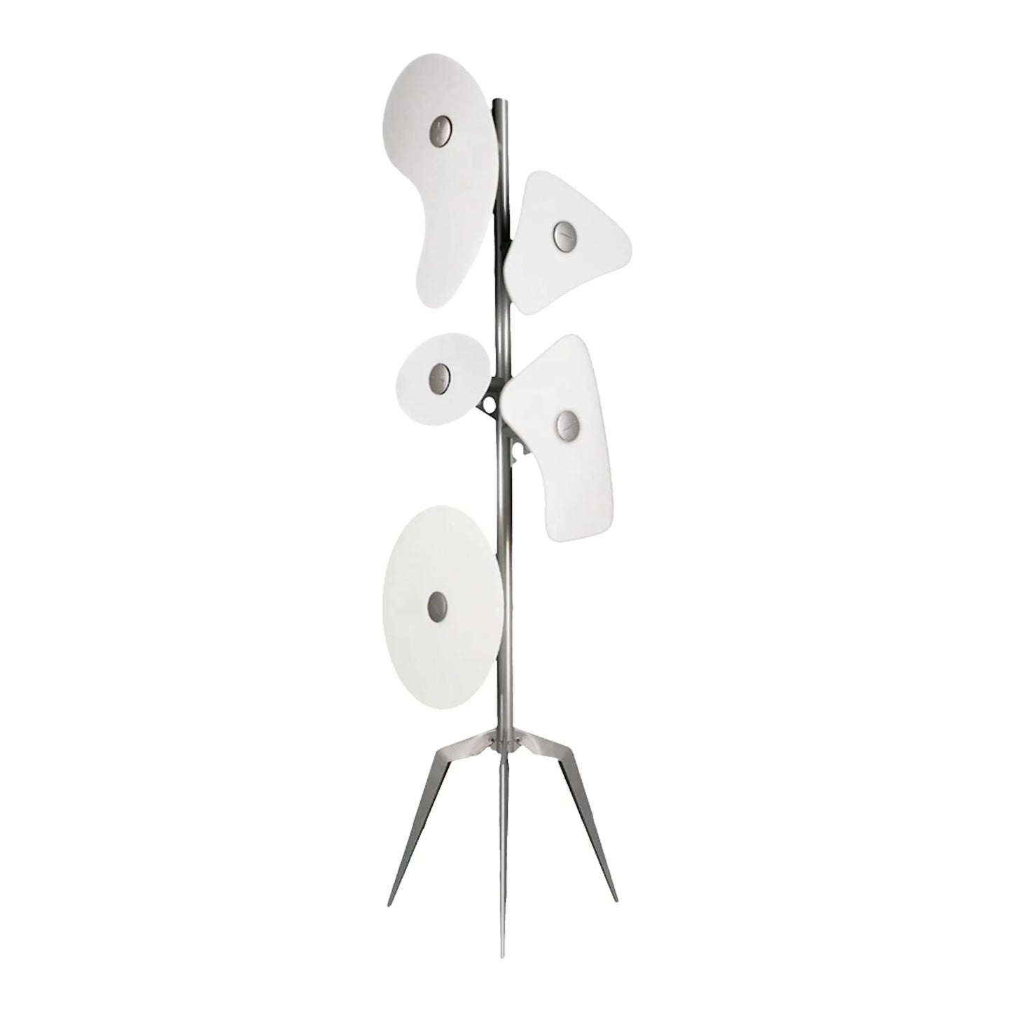 ORBITAL - Screen printed glass floor lamp with tripod.