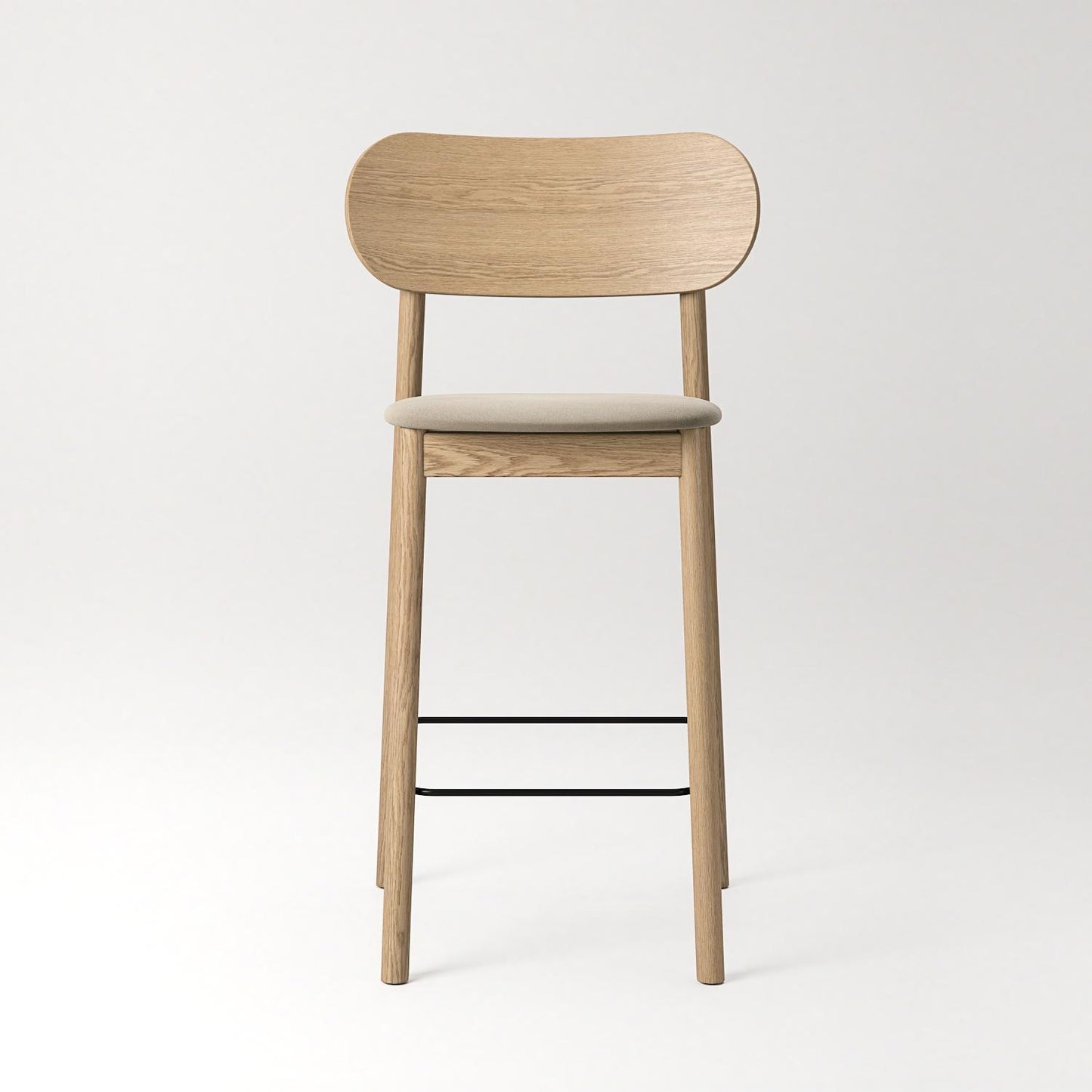 Decotique Elephant Bar Stool Natural Oak/Beige Velvet