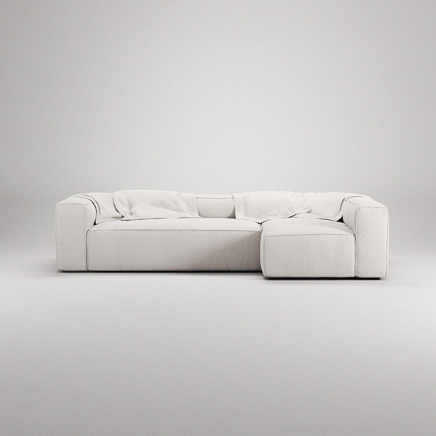 Decotique Grand 4-Seater Sofa Divan Right Steam/ White