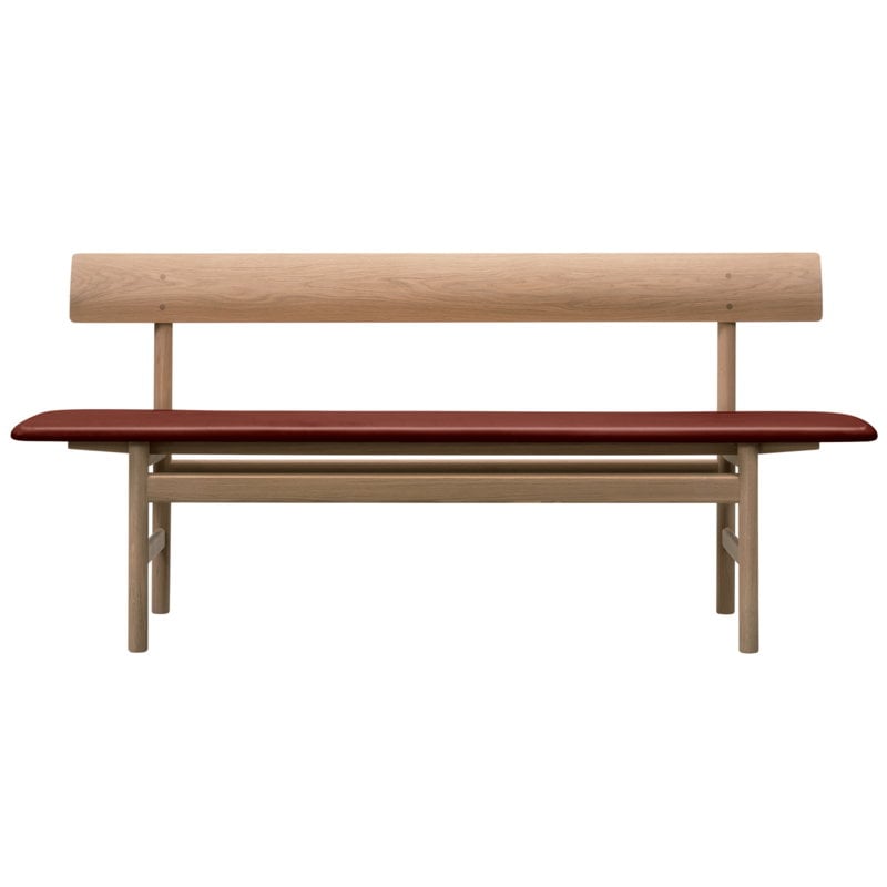 Mogensen 3171 bench by Fredericia #oiled oak - burnt sienna leather leather #