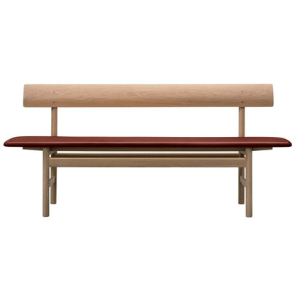 Mogensen 3171 bench by Fredericia #oiled oak - burnt sienna leather leather #
