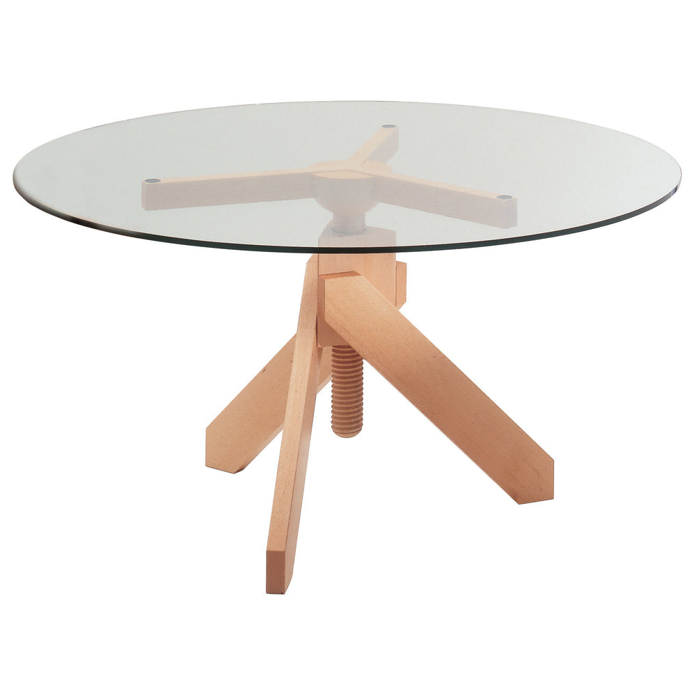 VIDUN - Round wood and glass table.