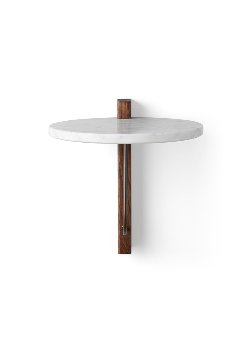 Corbel shelf, dark stained oak - Carrara marble
