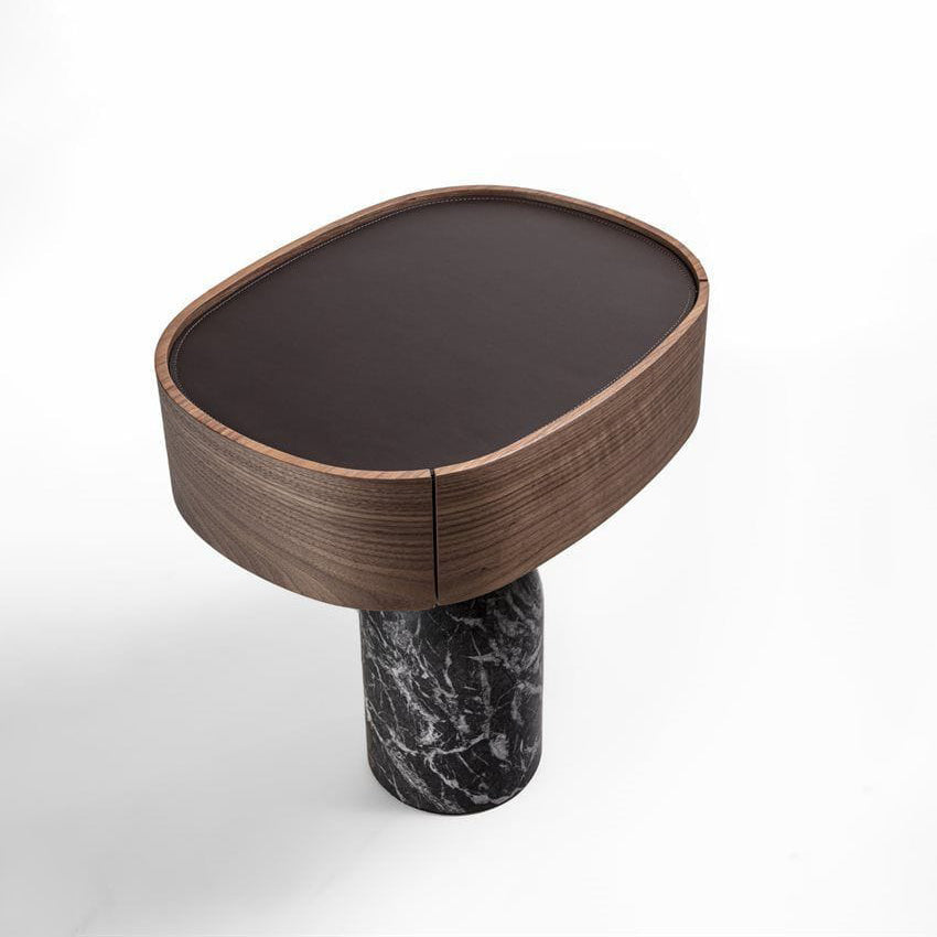 EKERO NIGHT - Marble and wood bedside table.