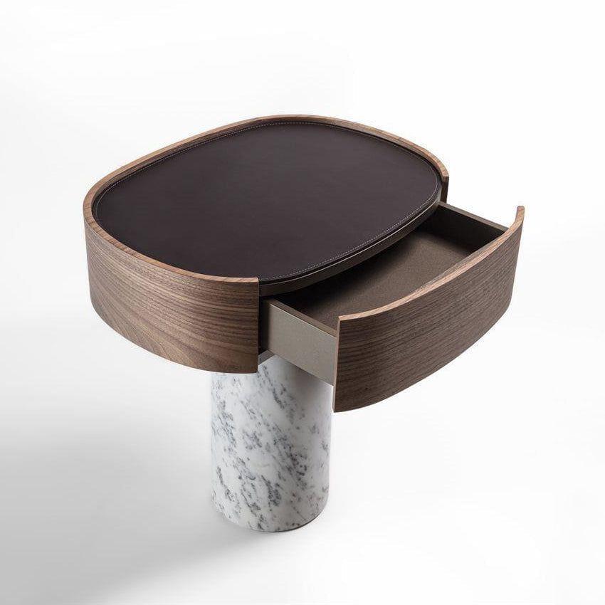 EKERO NIGHT - Marble and wood bedside table.