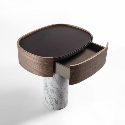 EKERO NIGHT - Marble and wood bedside table.