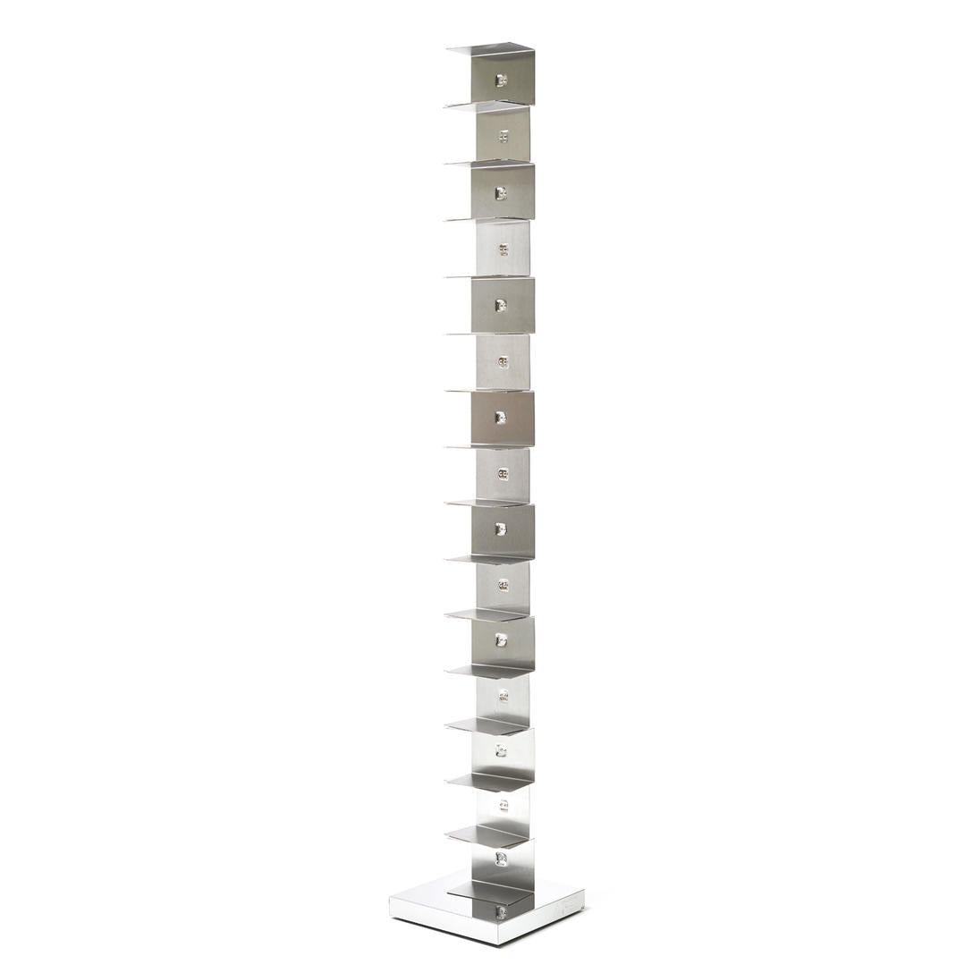 ORIGINAL PTOLOMEO - h 215 - Open freestanding stainless steel bookcase.