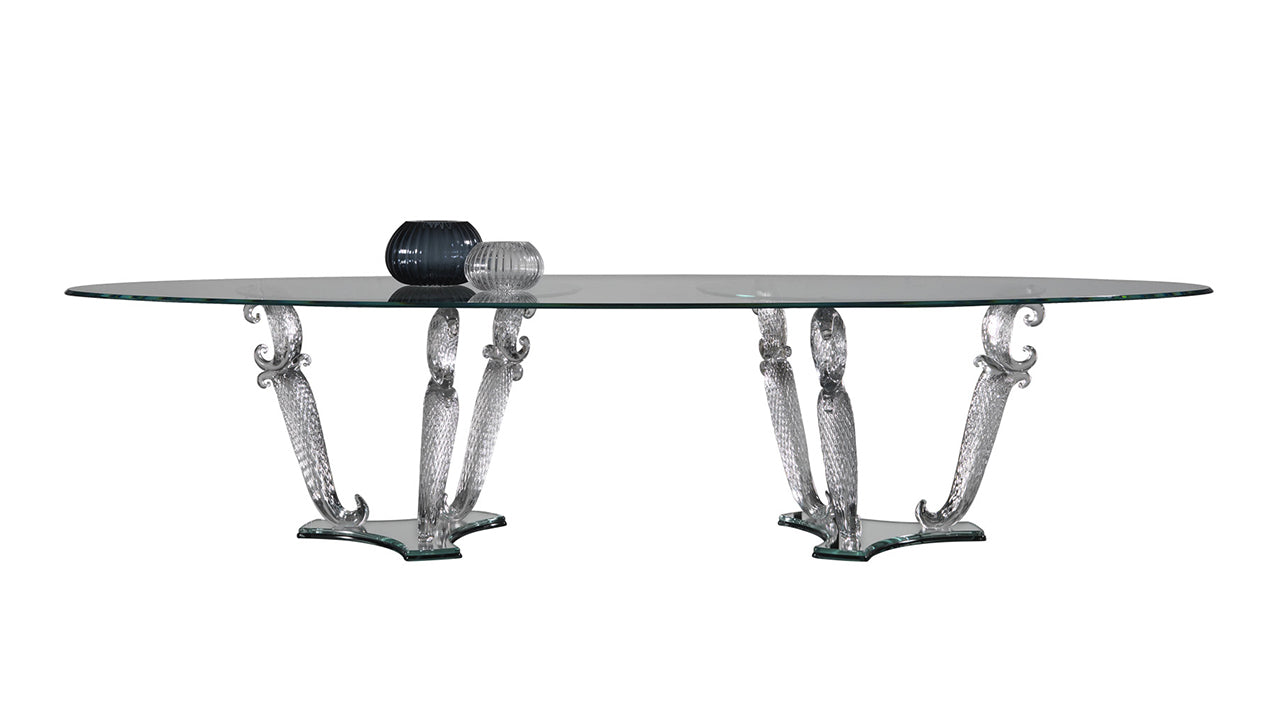 CASANOVA 72 - Oval glass dining table with Lazy Susan