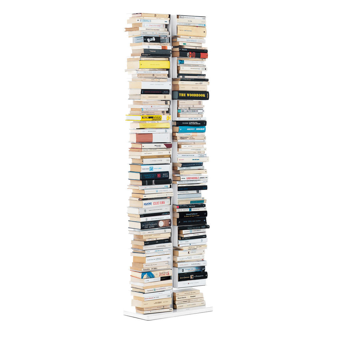 Ptolomeo® x2 - Open freestanding double-sided stainless steel bookcase (Request Info).