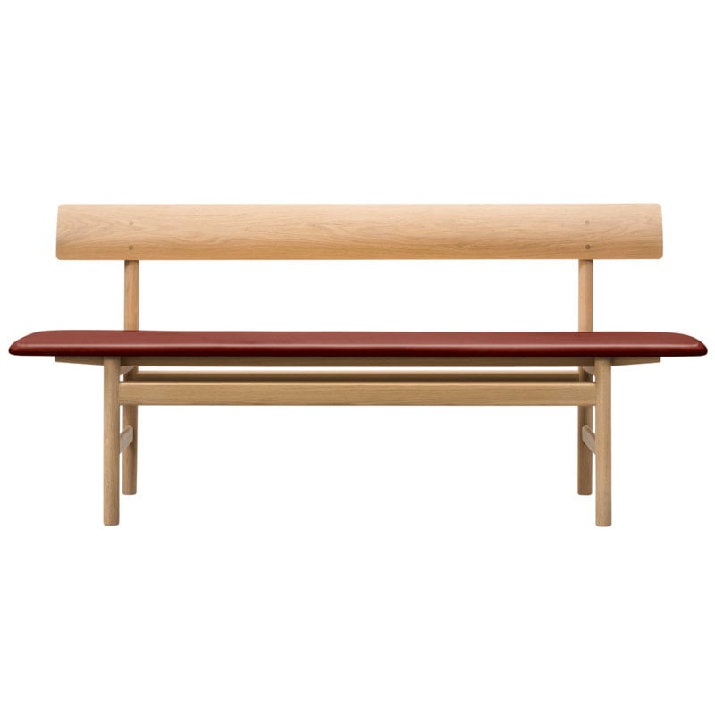 Mogensen 3171 bench by Fredericia #soaped oak - burnt sienna leather #