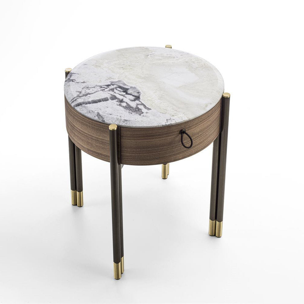 BAYUS TONDO 44 - Round walnut bedside table.