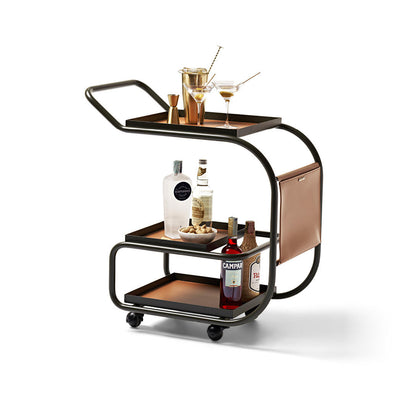 ZENZERO - Steel and regenerated leather food trolley.