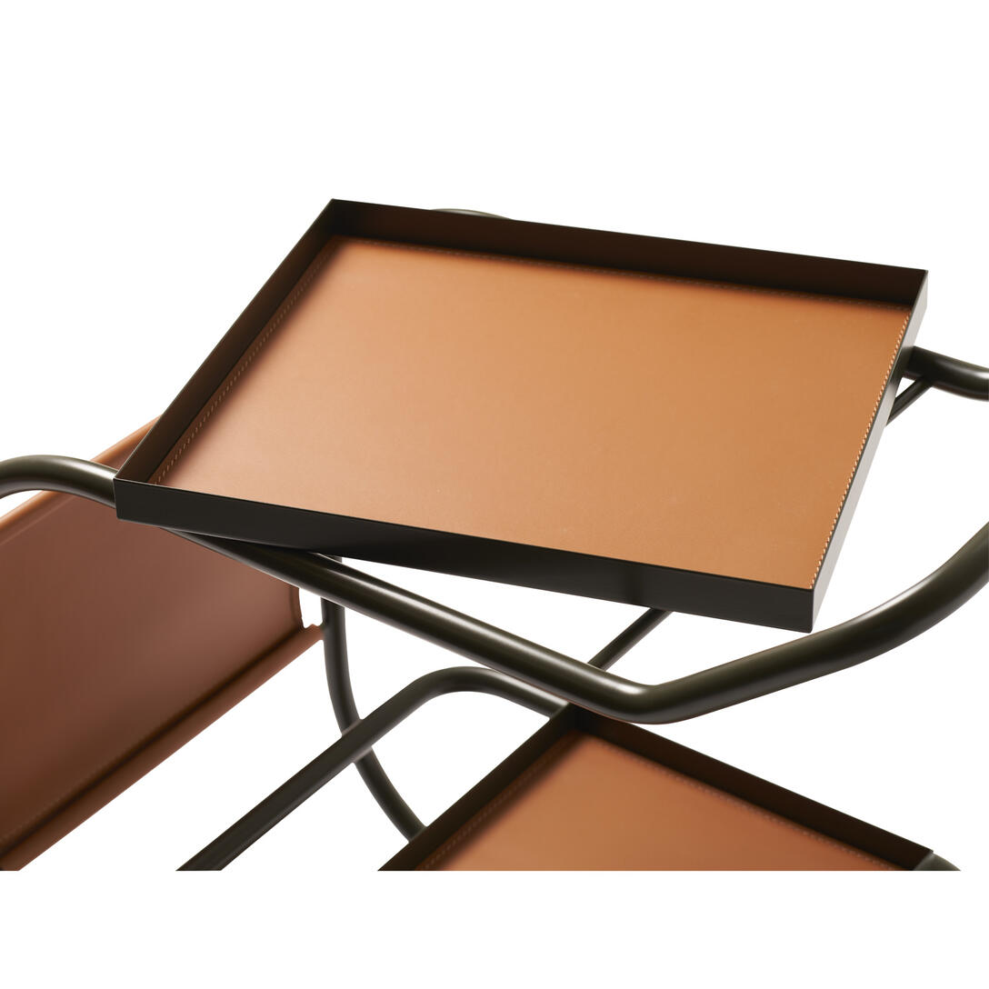 ZENZERO - Steel and regenerated leather food trolley.