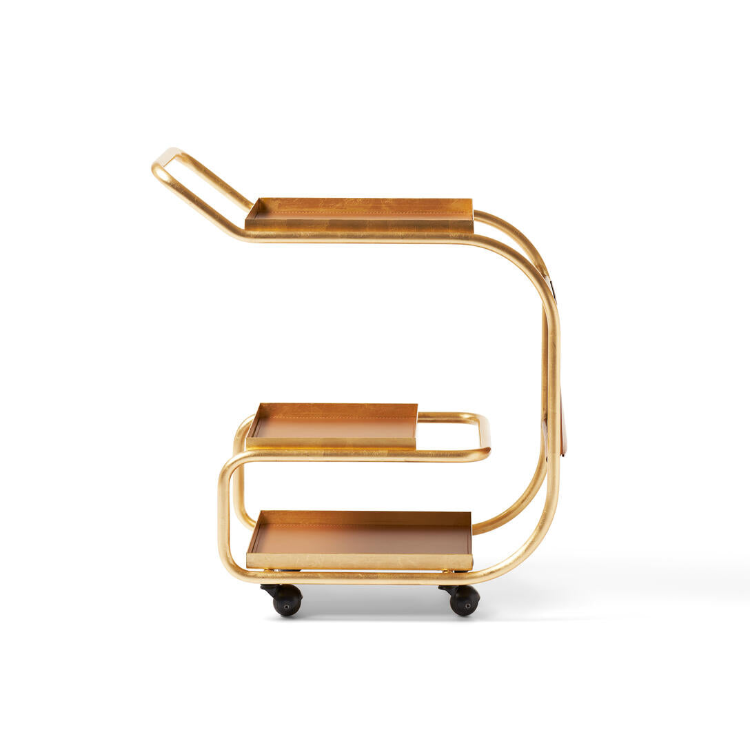 ZENZERO - Steel and regenerated leather food trolley.