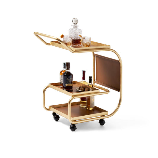 ZENZERO - Steel and regenerated leather food trolley.