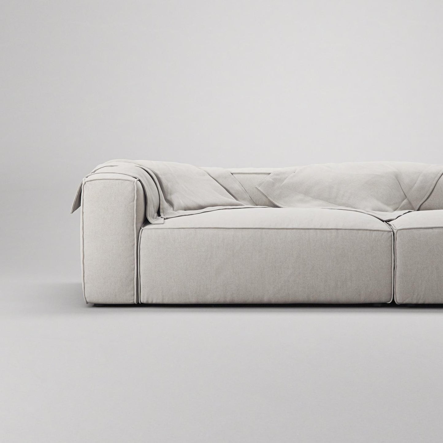 Decotique Grand 3-Seater Sofa Open End Right Moonwhite