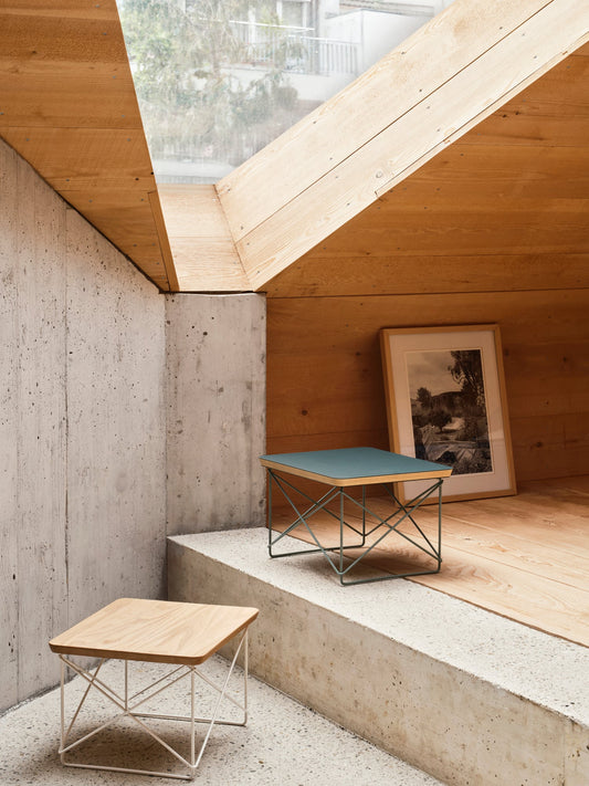 Eames LTR Occasional table, chestnut - white