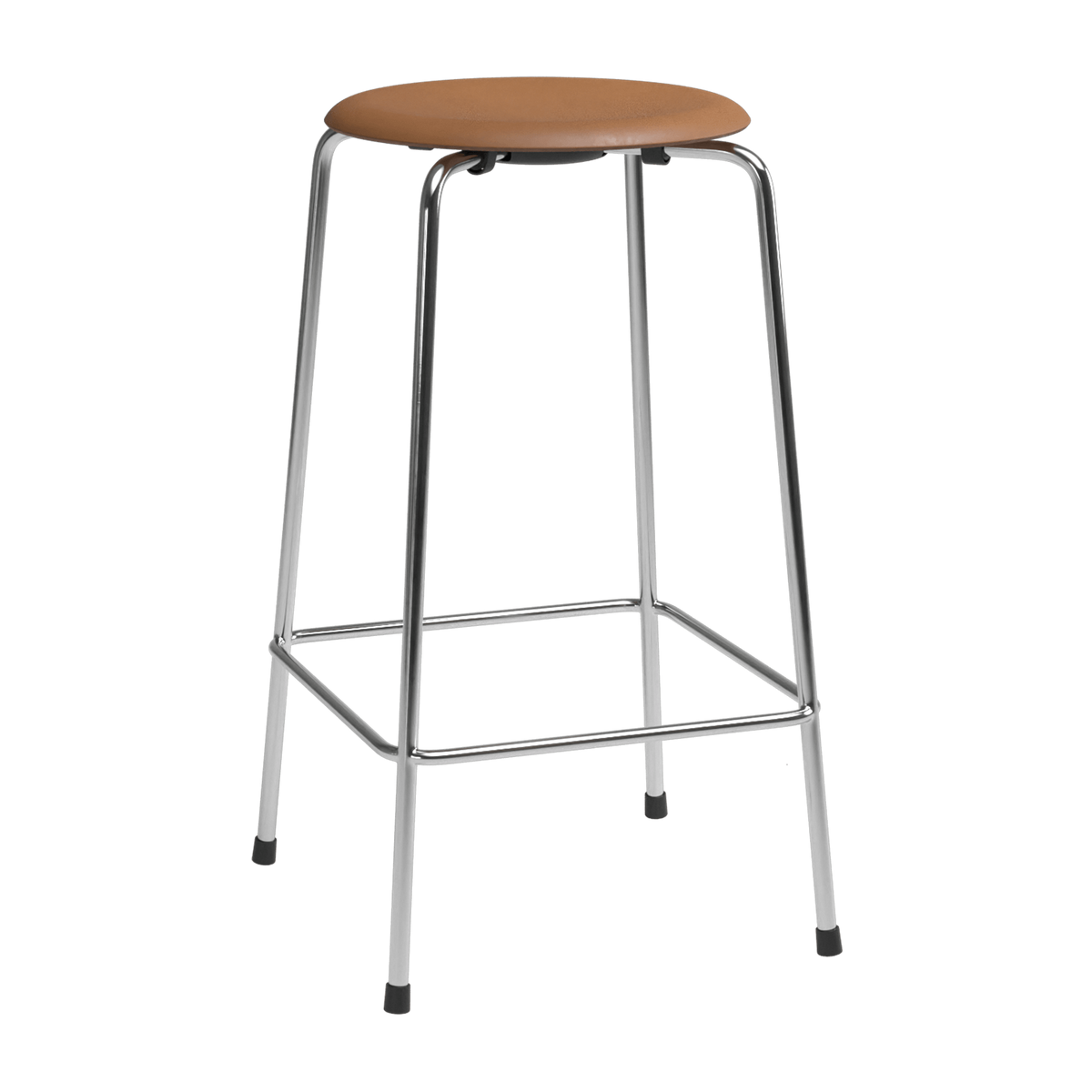 High Dot™ - M3170 Counter Stool w. 4 legs by Fritz Hansen #M3170 Counter Stool w. 4 legs / Wild leather / Wild walnut / Steel / Chrome