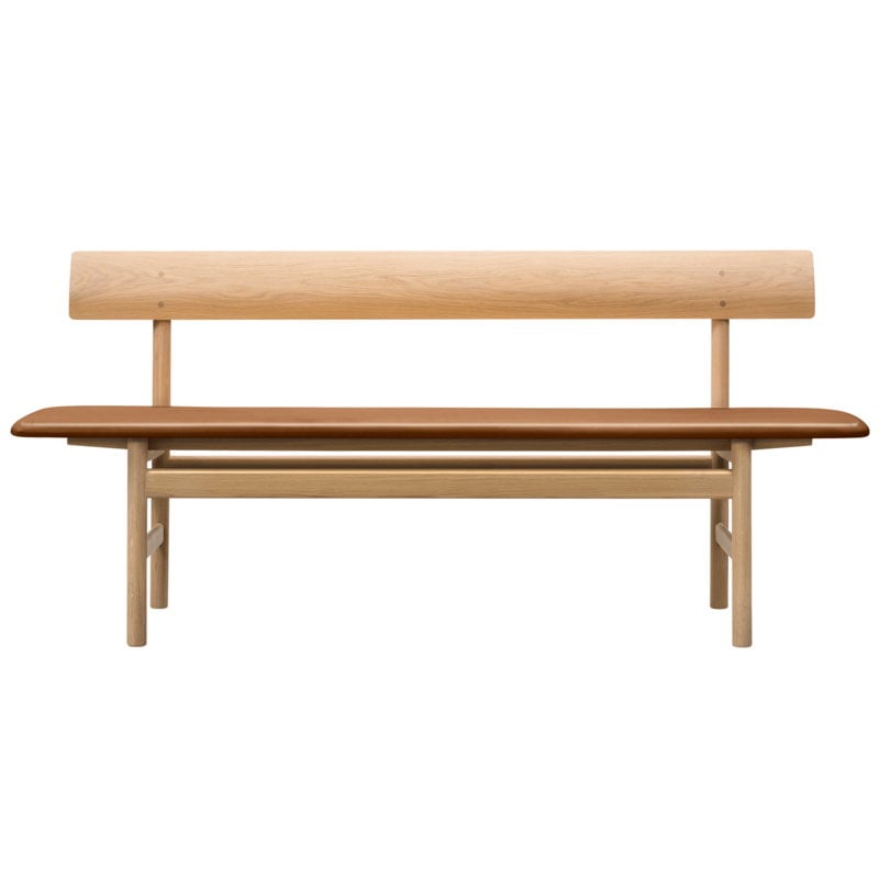Mogensen 3171 bench by Fredericia #soaped oak - Omni cognac leather #