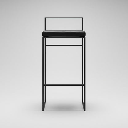 Department Bar Stool with Backrest 90 cm Black/Black Leather