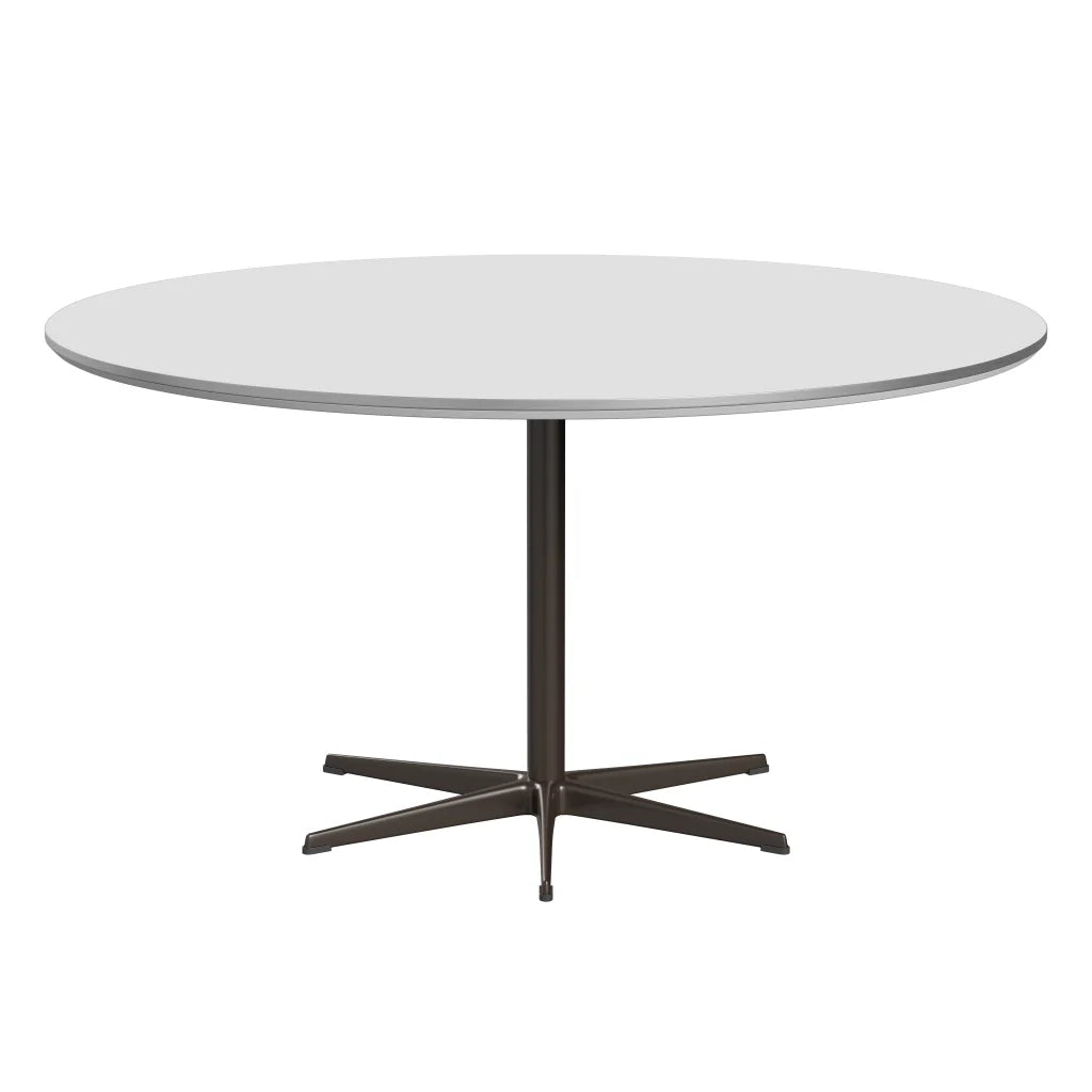 Circular - A826, Dining Table, Ø 145 Cm by Fritz Hansen #Fenix / White (032)/Brushed metal / Aluminium - Matt/Powder Coated Aluminium / Brown Bronze