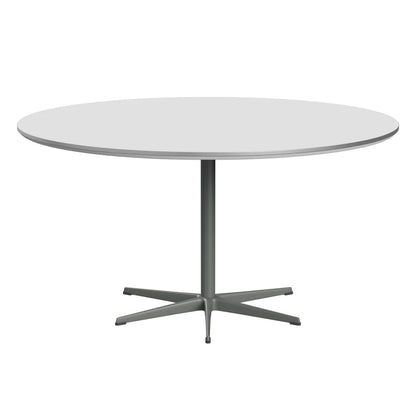 Circular - A826, Dining Table, Ø 145 Cm by Fritz Hansen #Fenix / White (032)/Brushed metal / Aluminium - Matt/Powder Coated Aluminium / Silver Grey