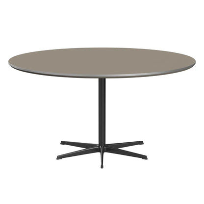 Circular - A826, Dining Table, Ø 145 Cm by Fritz Hansen #Fenix / Brown Ottawa (717)/Brushed metal / Aluminium - Matt/Powder Coated Aluminium / Black