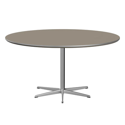 Circular - A826, Dining Table, Ø 145 Cm by Fritz Hansen #Fenix / Brown Ottawa (717)/Brushed metal / Aluminium - Matt/Brushed metal / Aluminium - Matt