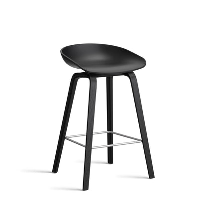 About A Stool Aas 32 by Hay #Polypropylene | Black/Oak | Black Water-Based Lacquered/Stainless Steel