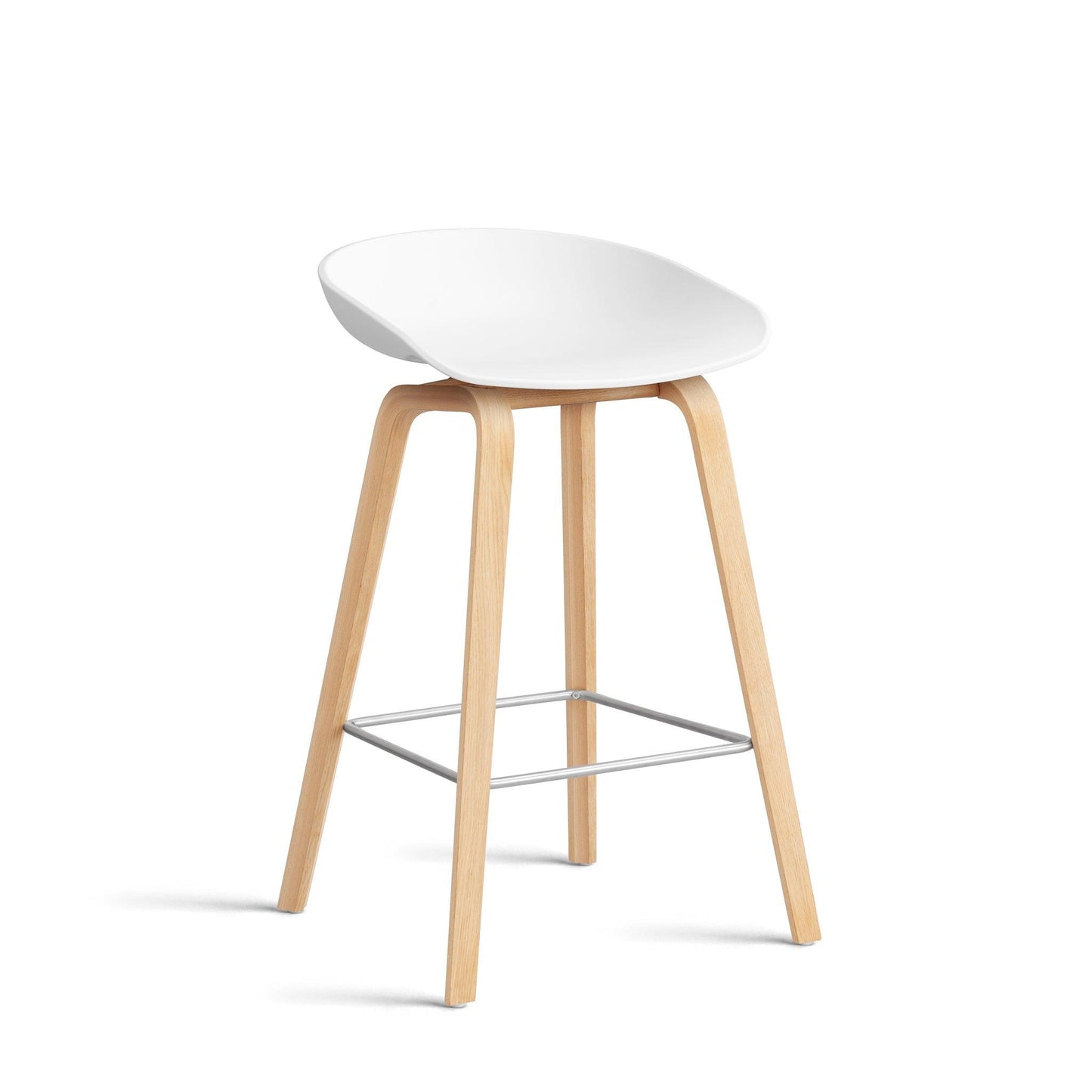 About A Stool Aas 32 by Hay #Polypropylene | White/Oak | Soaped/Stainless Steel