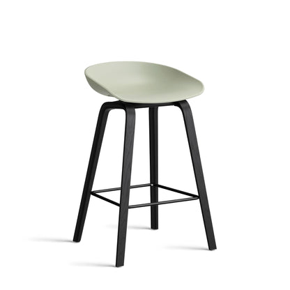About A Stool Aas 32 by Hay #Polypropylene | Pastel Green/Oak | Black Water-Based Lacquered/Black Powder Coated Steel