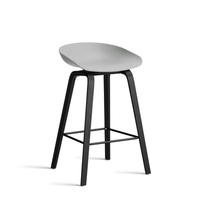 About A Stool Aas 32 by Hay #Polypropylene | Concrete Grey/Oak | Black Water-Based Lacquered/Black Powder Coated Steel