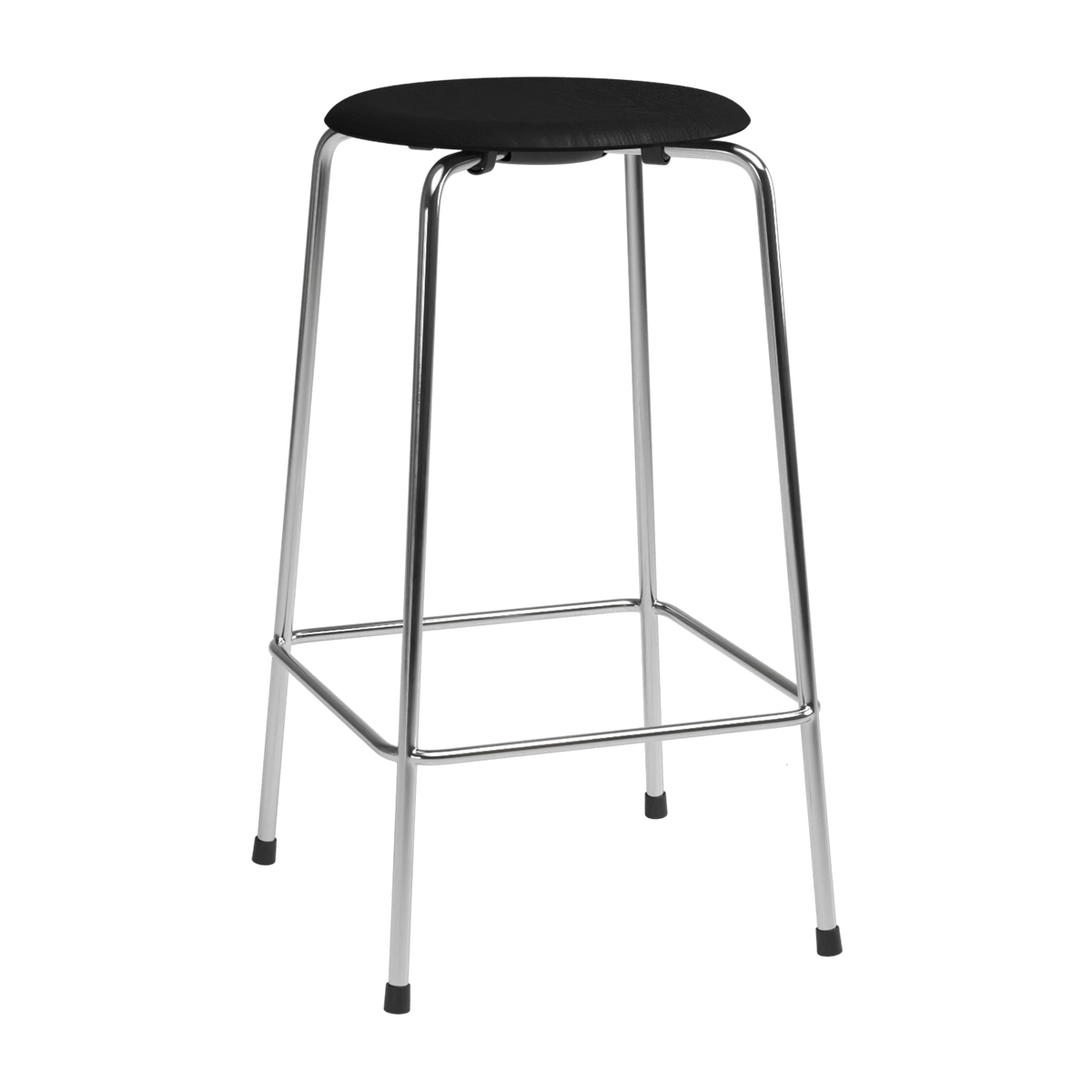 High Dot™ - M3170 Counter Stool w. 4 legs by Fritz Hansen #M3170 Counter Stool w. 4 legs / Coloured Veneer / Black (195) / Steel / Chrome